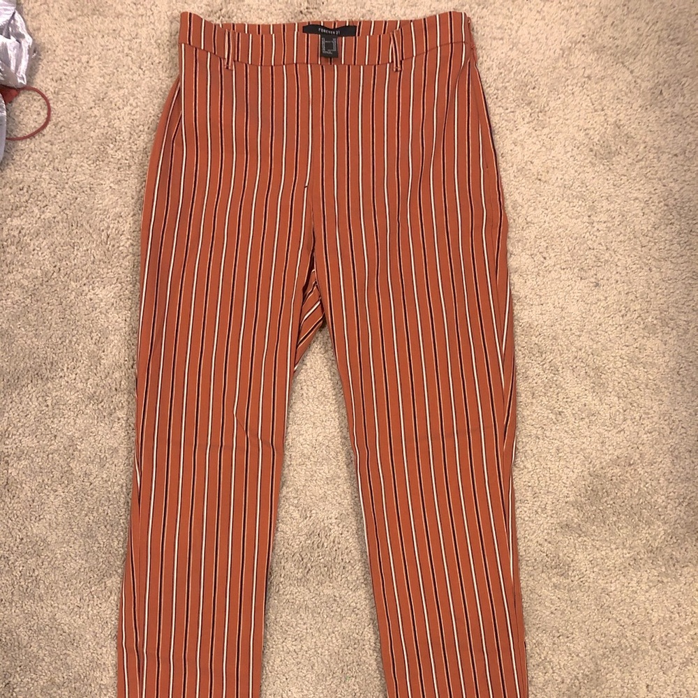 Forever 21 Slim- fit orange striped trouser